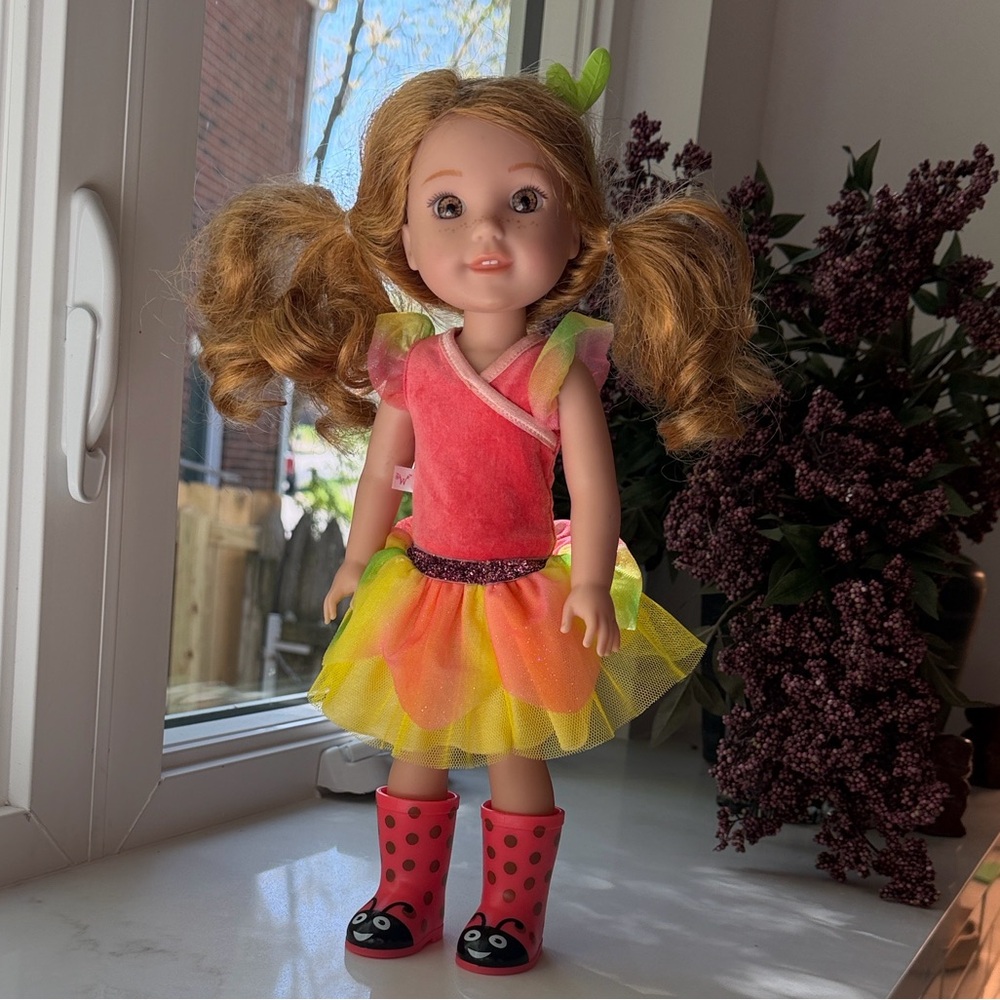 American Girl Wellie Wisher Willa Bright Pink and Yellow Tutu Doll
